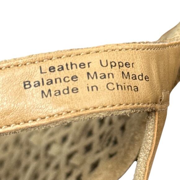 Franco Sarto Harlet 3 Leather Tan Beige Woven Chunky High Heels Sandals Shoes 8 - Picture 15 of 16